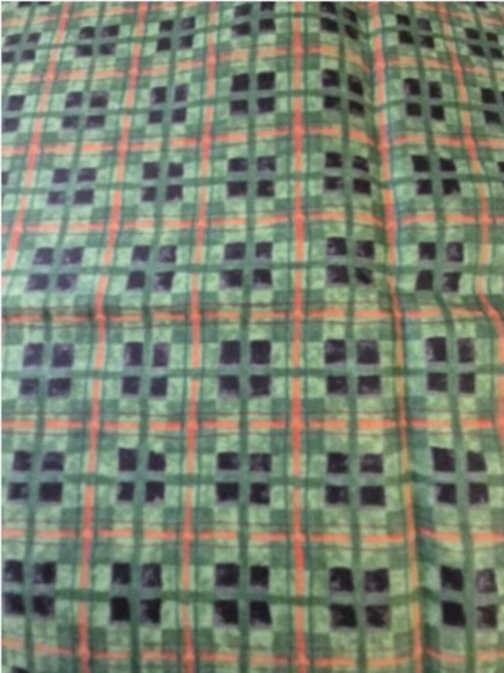 Debbie Mumm Green Black Orange Plaid Check Quilting Fabric 18 x 44 Inches